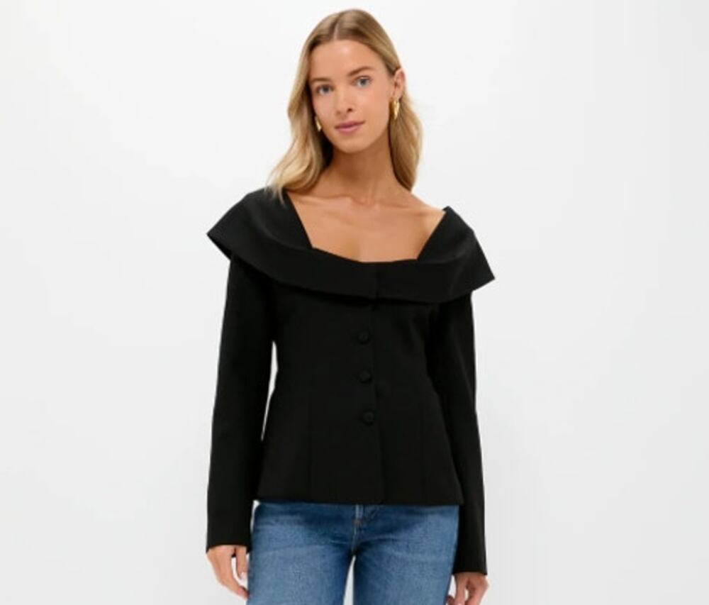 Tuckernuck Black Monroe Top Long Sleeves Button Front NWT Work Evening Party, S